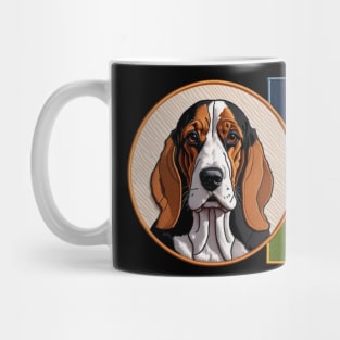 Basset Hound Colorblock Embroidered Patch Mug